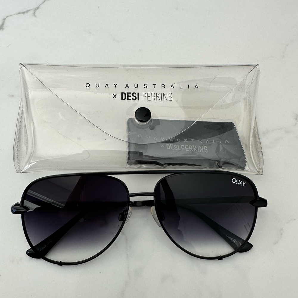 Quay High Key Mini Black Gradient Aviator Sunglasses